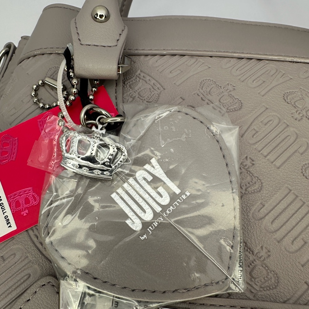 Juicy by Juicy Couture Bright Lights Gray Textured Shoulder Bag with Heart Charm